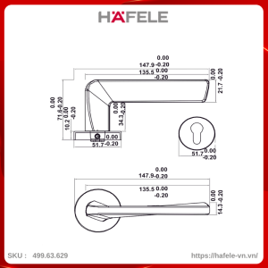 Bộ Khóa Tay Nắm Cửa DIY Set D Hafele 499.63.629