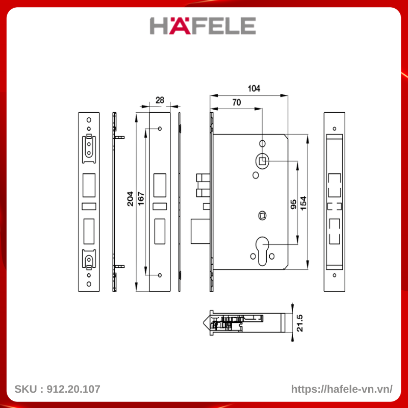 Hệ Thống Khóa Khách Sạn PL100 Hafele 912.20.107