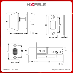 Khóa Cóc 1 Đầu Chìa 1 Đầu Vặn Hafele 911.83.567