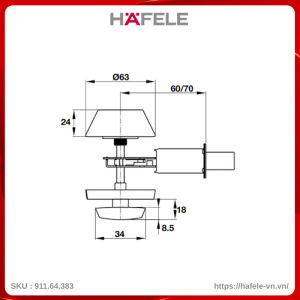 Khóa Cóc 1 Đầu Chìa 1 Đầu Vặn Hafele 911.64.383