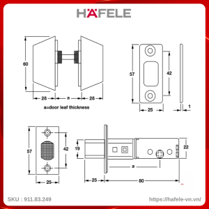 Khóa Cóc 1 Đầu Chìa 1 Đầu Vặn Loại Lớn Hafele 911.83.249