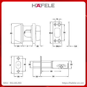Khóa Cóc 2 Đầu Chìa Loại Lớn Hafele 911.83.253