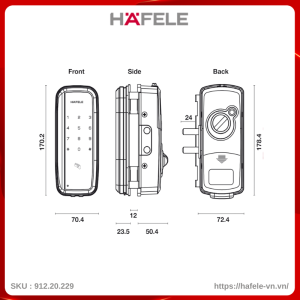 Khóa Điện Tử Cho Cửa Kính ER4400-TCR Hafele 912.20.229