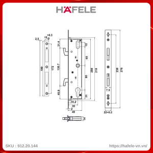 Khóa Điện Tử Cửa Nhôm Trượt DL6600 Hafele 912.20.144