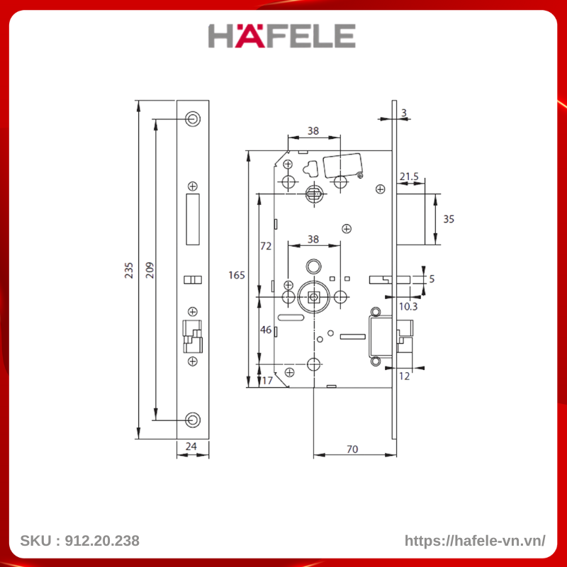 Khóa Điện Tử DL7600 Hafele 912.20.238