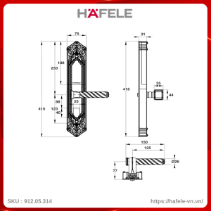Khóa Điện Tử EL10K Màu Đồng Mờ Cổ Hafele 912.05.314