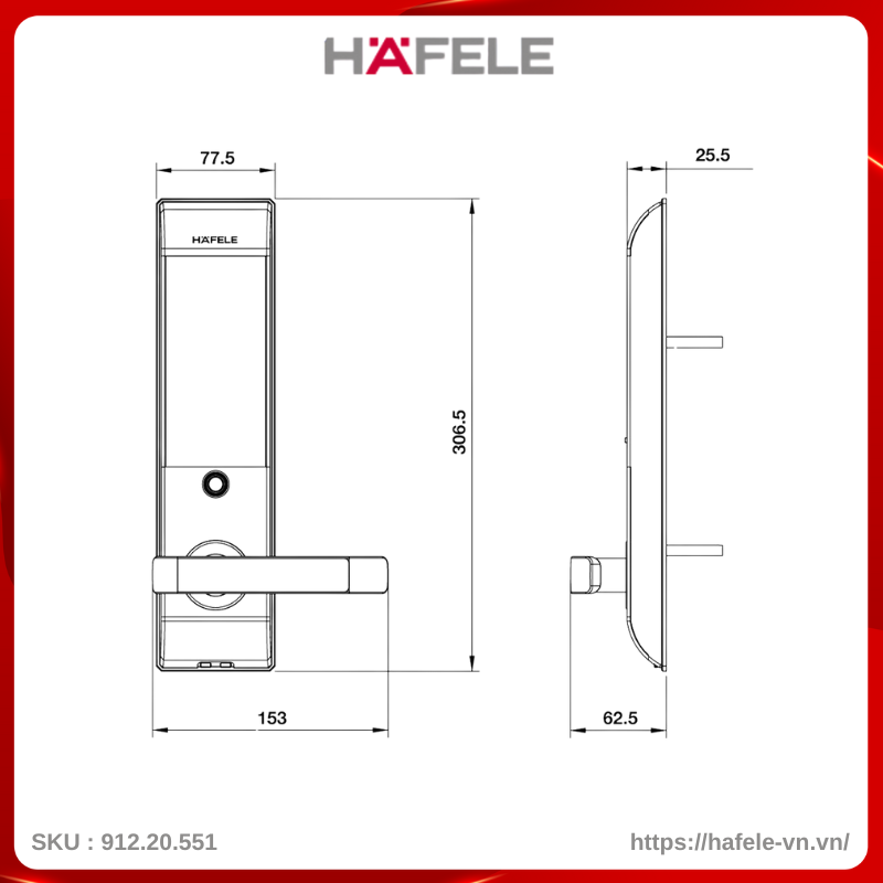 Khóa Điện Tử EL7500-TC Hafele 912.20.551