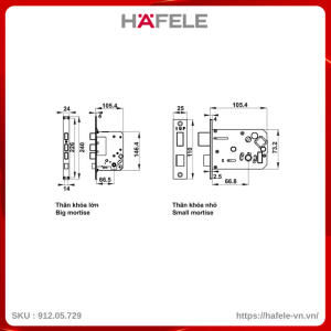 Khóa Điện Tử Thân Lớn EL7500-TC Hafele 912.05.729