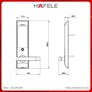 Khóa Điện Tử Thân Lớn EL7500-TC Hafele 912.05.685