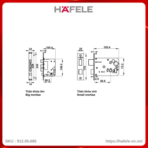 Khóa Điện Tử Thân Lớn EL7500-TC Hafele 912.05.685