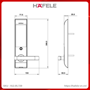 Khóa Điện Tử Thân Lớn EL7500-TC Hafele 912.05.729