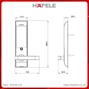 Khóa Điện Tử Thân Nhỏ EL7500-TC Hafele 912.05.716