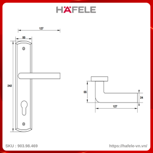 Khóa Tay Gạt Cửa Đi Hafele 903.98.469