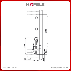 Ray Hộp Alto Giảm Chấn H199mm Hafele 552.03.791