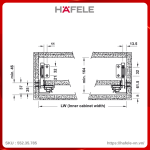 Ray Hộp Alto-S Giảm Chấn H170mm Hafele 552.35.785