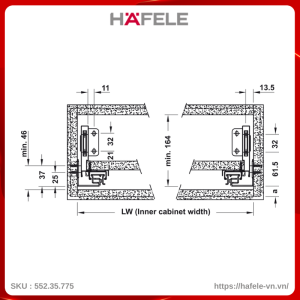 Ray Hộp Alto-S Giảm Chấn H120mm Hafele 552.35.775