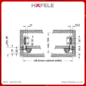 Ray Hộp Alto-S Giảm Chấn H80mm Hafele 552.55.318