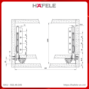 Ray Hộp Alto-S Giảm Chấn H170mm Hafele 552.49.345