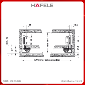 Ray Hộp Alto-S Giảm Chấn H170mm Hafele 552.35.385