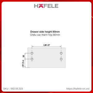 Ray Hộp Alto-S Nhấn Mở H80mm Hafele 552.55.323