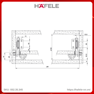 Ray Hộp Alto-S Nhấn Mở H120mm Hafele 552.35.345