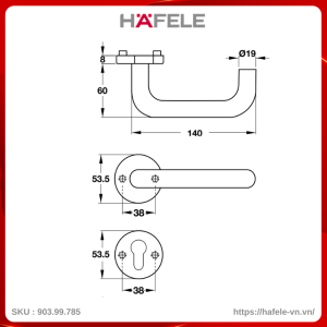 Tay Nắm Gạt Cửa Phòng Hafele 903.99.785