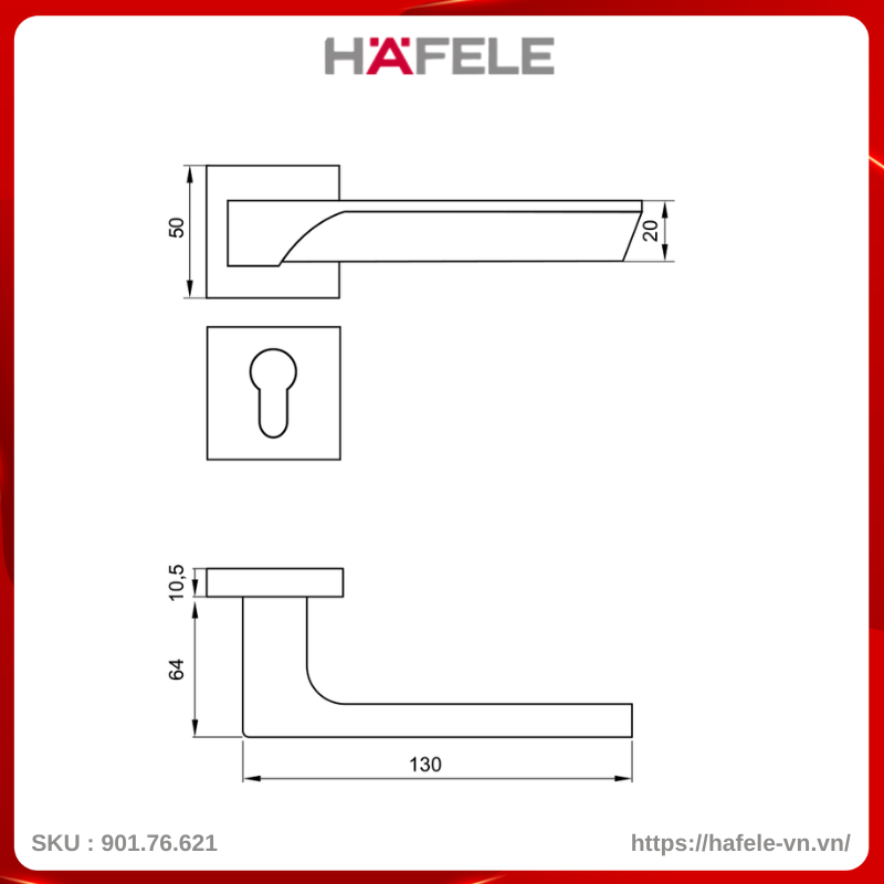 Tay Nắm Gạt Cửa Vệ Sinh Hafele 901.76.621