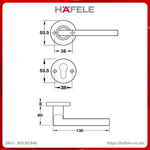 Tay Nắm Gạt Cửa Vệ Sinh Hafele 903.93.646