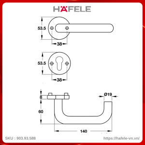 Tay Nắm Gạt Cửa Vệ Sinh Hafele 903.93.588