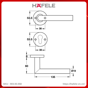Tay Nắm Gạt Cửa Vệ Sinh Hafele 903.93.558