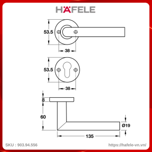 Tay Nắm Gạt Cửa Vệ Sinh Hafele 903.94.556