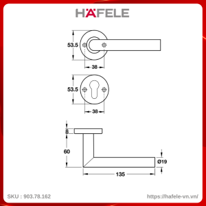 Tay Nắm Gạt Nắp Che Cửa Phòng Hafele 903.78.162