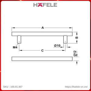Tay Nắm Inox 392mm Hafele 155.01.407