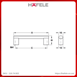 Tay Nắm Nhôm 140mm Hafele 110.74.922