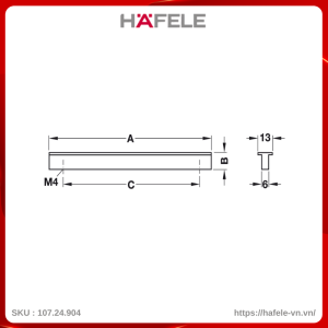 Tay Nắm Nhôm 220mm Hafele 107.24.904