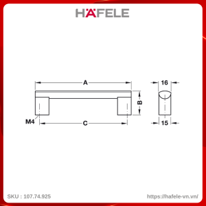 Tay Nắm Nhôm 236mm Hafele 107.74.925