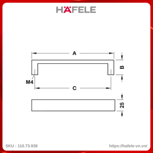 Tay Nắm Nhôm 335mm Hafele 110.73.938