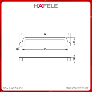 Tay Nắm Tủ 148mm H1530 Hafele 106.61.043