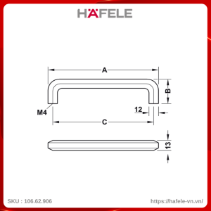 Tay Nắm Tủ 172mm H1710 Hafele 106.62.906