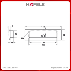 Tay Nắm Tủ Âm 172mm Hafele 151.22.400