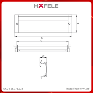 Tay Nắm Tủ Âm 173mm Hafele 151.76.923