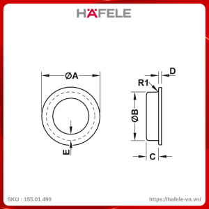 Tay Nắm Tủ Âm Ø50mm Hafele 155.01.490