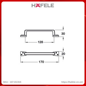 Tay Nắm Tủ Cổ Điển H170mm Hafele 107.03.915