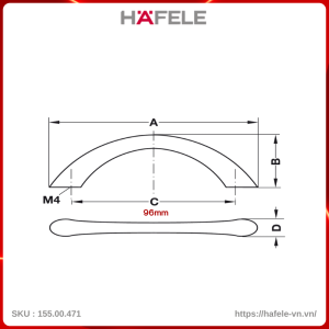Tay Nắm Tủ Inox D113mm Hafele 155.00.471