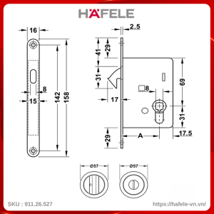 Thân Khóa Cho Cửa Trượt Hafele 911.26.527