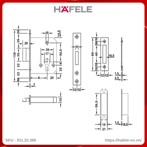 Thân Khóa Chốt Chết Hafele 911.22.386