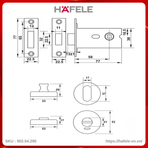 Thân Khóa & Chốt Vệ Sính Hafele 902.54.290