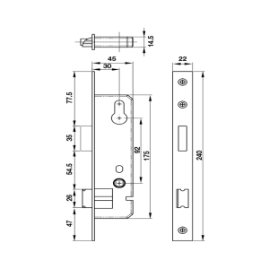 Thân Khóa Cửa Nhôm 40mm Hafele 911.27.267
