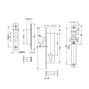 Thân Khóa Cửa Trượt Đố Nhỏ BS 30mm Hafele 911.26.672