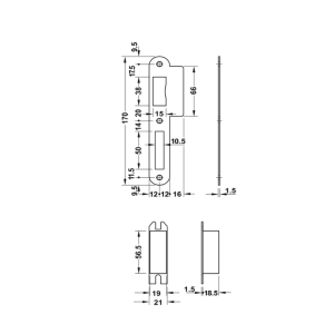 Thân Khóa Lưỡi Gà Chốt Chết C/C 72mm Hafele 911.02.168